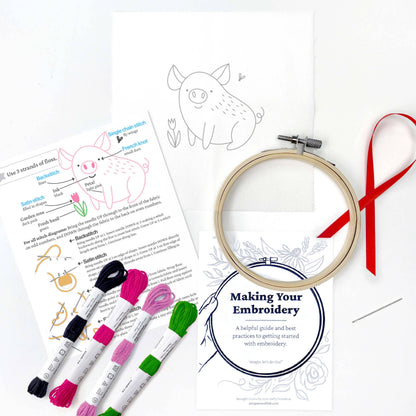 Pig 4" embroidery kit