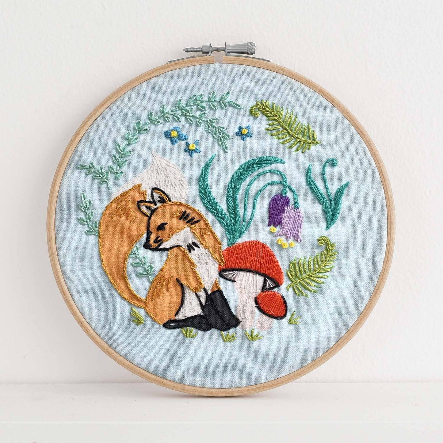 Enchanted Forest DIY Fox and Mushrooms Embroidery Kit
