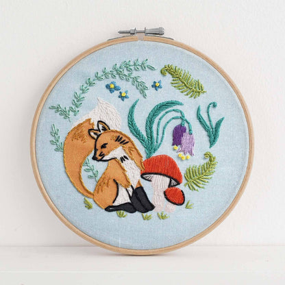 Enchanted Forest DIY Fox and Mushrooms Embroidery Kit
