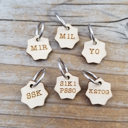 Increase / Decrease Stitch Marker Set - Wood