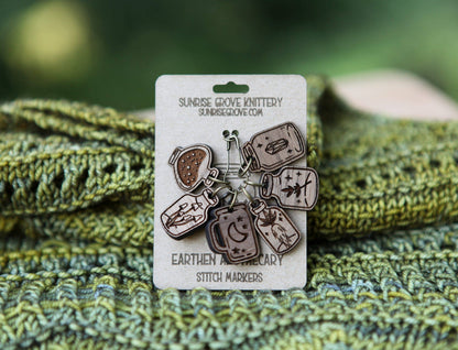 Apothecary Knitting Stitch Markers Walnut Set of 6