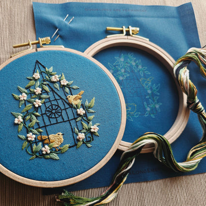 "Fly free" bird hand embroidery craft kit