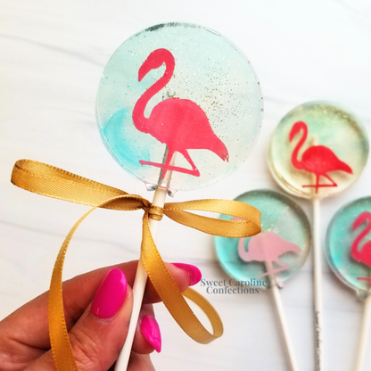 Flamingo Lollipops, Pink Lemonade Flavor, 10/Case -VEGAN
