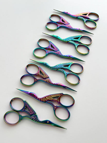 Embroidery Gradient stork scissors
