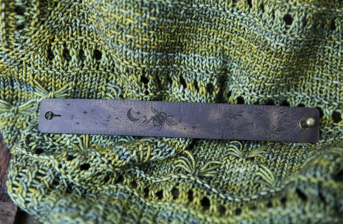 Bee and Moon Reclaimed Leather Ruler Cuff with Bronze Stud