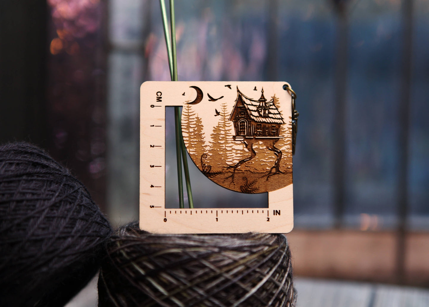 Baba Yaga Forest House Swatch Ruler, Maple & Bronze Clasp