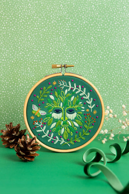 Folk Green Man Mini Embroidery Kit | Beginner Craft Set