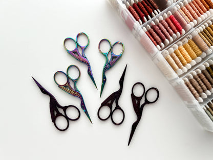 Embroidery Gradient stork scissors