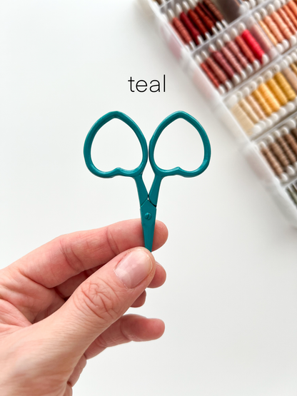 Small Heart scissors, tiny embroidery scissors, little snips