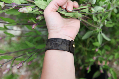 Mushroom Leather Ruler Cuff with Bronze Stud for Crafting