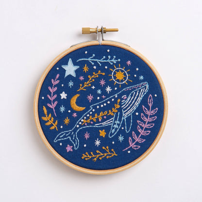 Celestial Whale Mini Embroidery Kit | Beginner Craft Kit