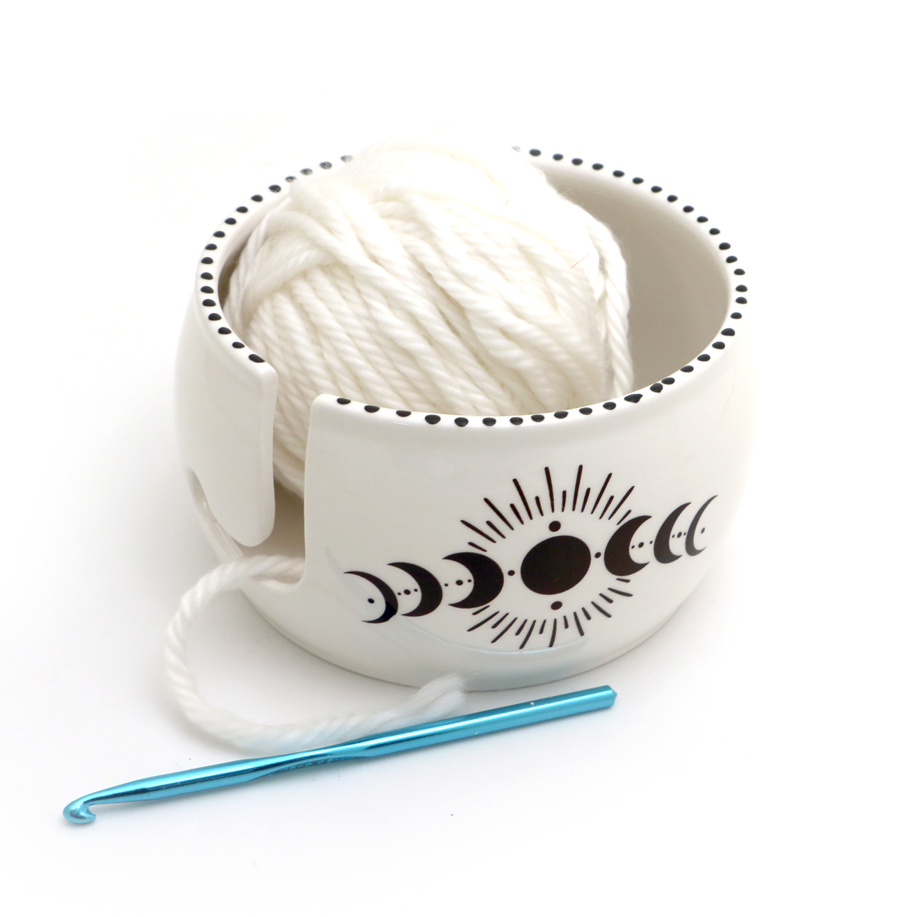 Moon Phase ceramic yarn bowl, Halloween, Crafty witches