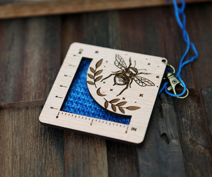 Bee, Stars & Moon Yarn Gauge Tool, Cherry & Bronze