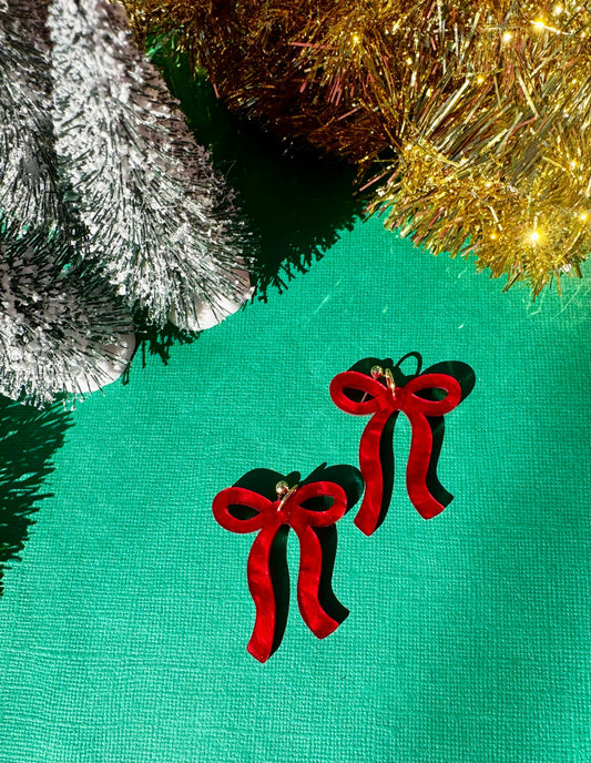 Red Bow Earrings