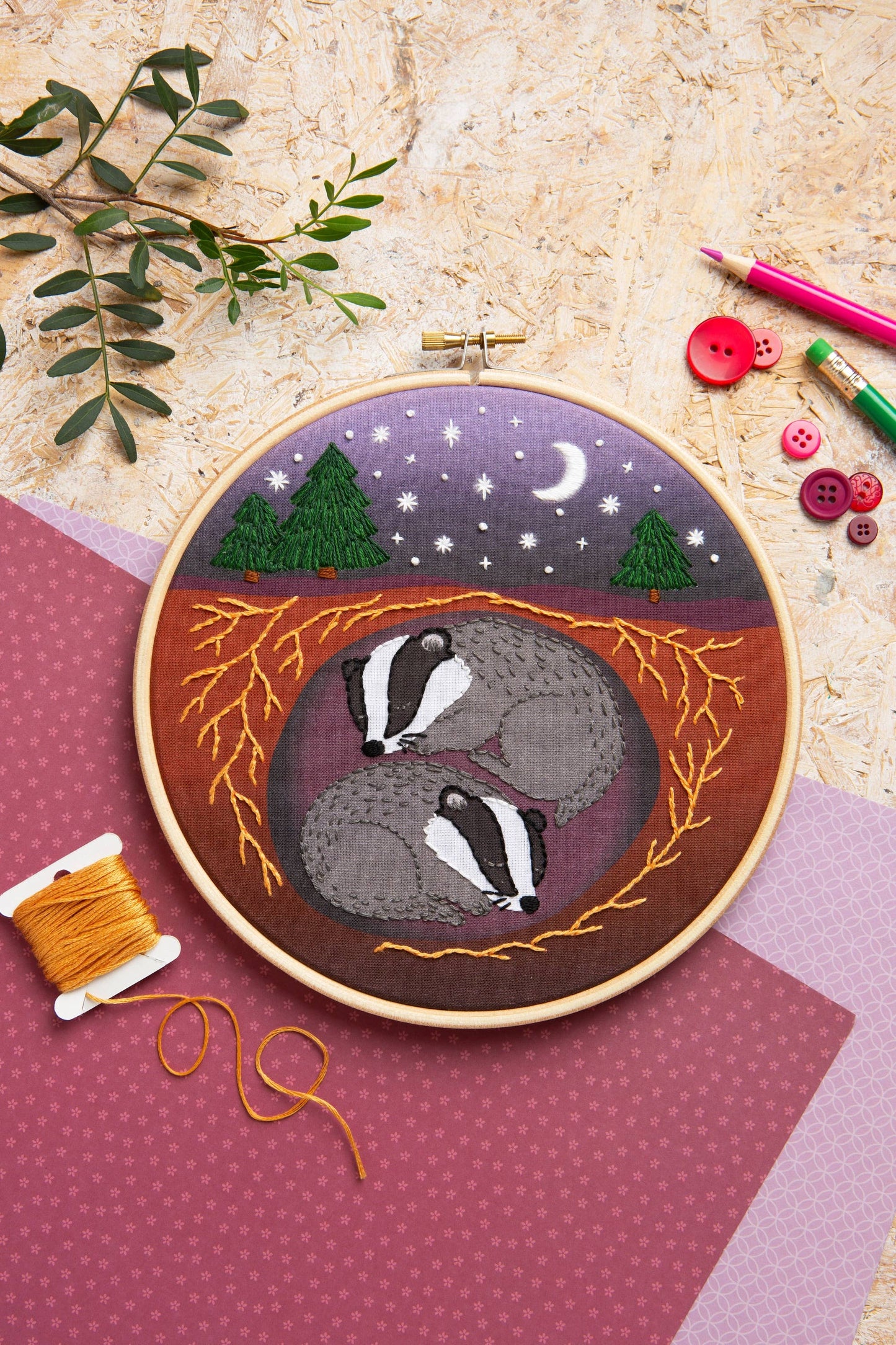 Badger's Rest Embroidery Kit | Beginner Craft Kit for Adults
