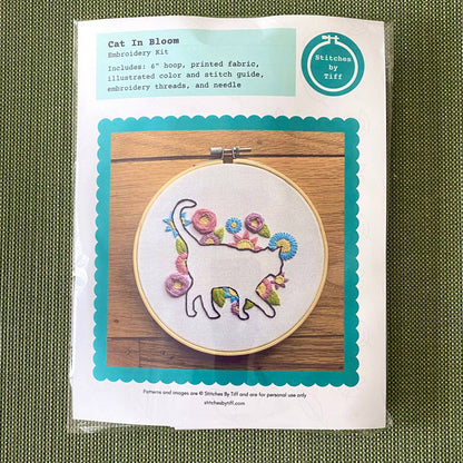 Cat in Bloom Silhouette Craft DIY Embroidery Kit