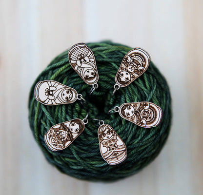 Matryoshka Doll Stitch Markers for Knitting, Set of 6