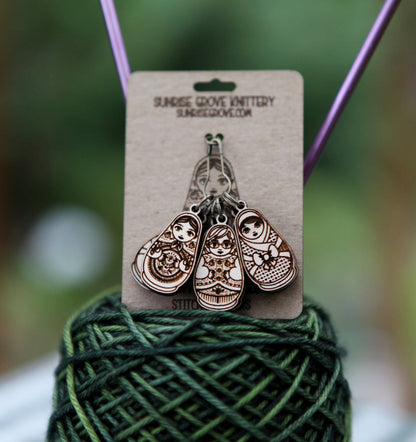 Matryoshka Doll Stitch Markers for Knitting, Set of 6