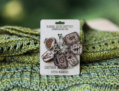 Apothecary Knitting Stitch Markers Walnut Set of 6