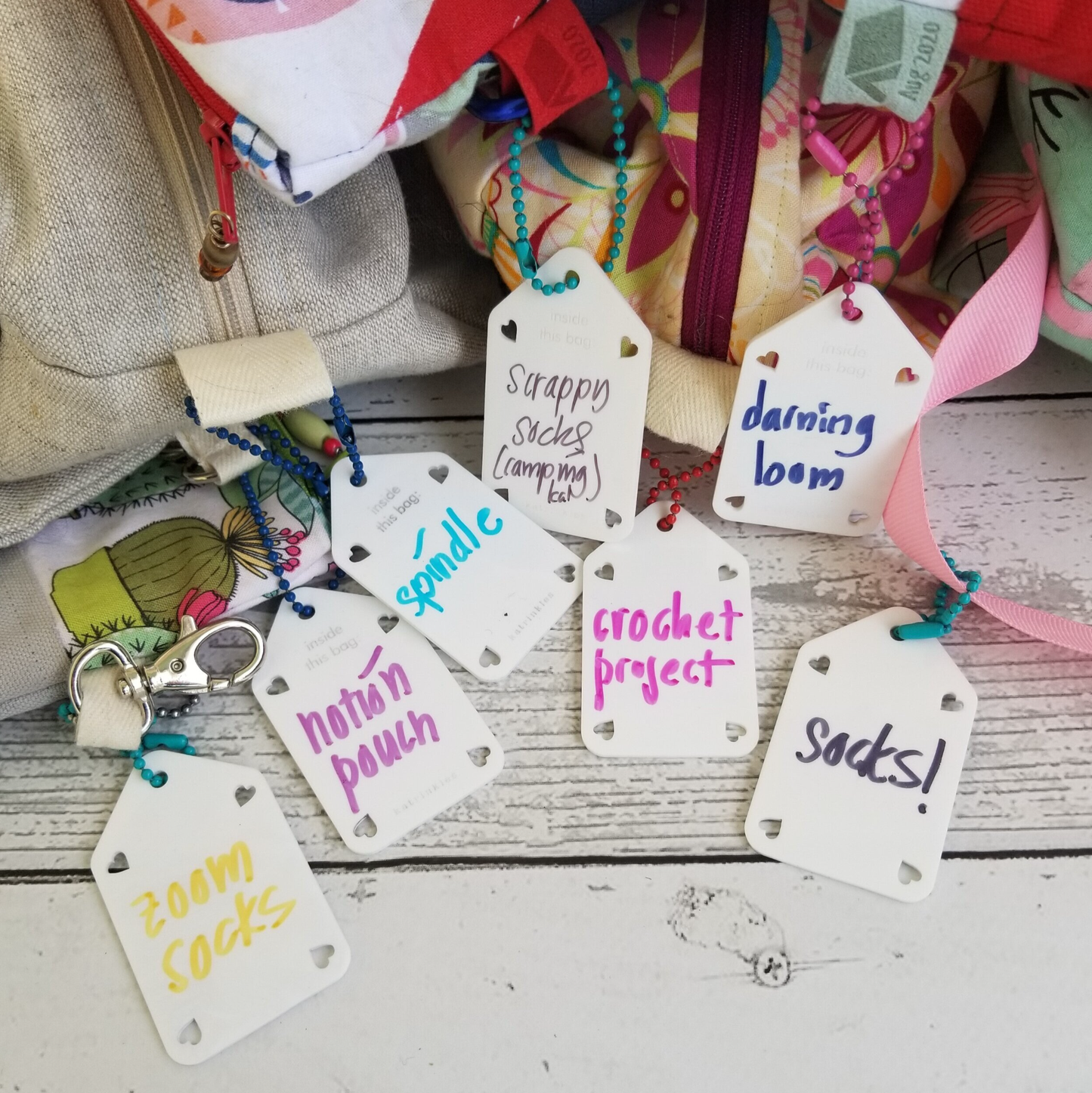 Write On / Wipe Off White Project Bag Tags - Acrylic