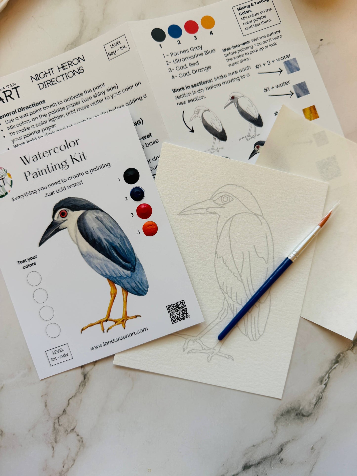 Night Heron Watercolor Kit