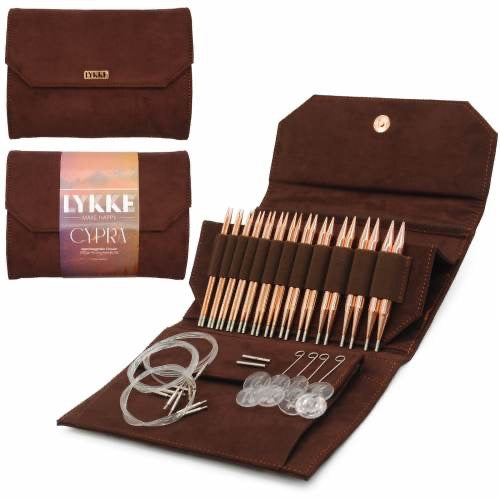 LYKKE CRAFTS Cypra 5" Interchangeable Needles Set brown vegan suede