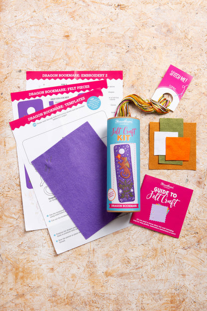 Dragon Bookmark Felt Craft Kit | Beginner Kit for Adults