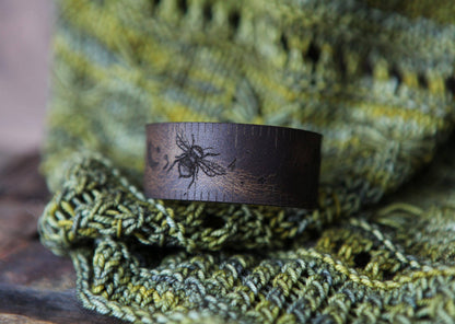 Bee and Moon Reclaimed Leather Ruler Cuff with Bronze Stud