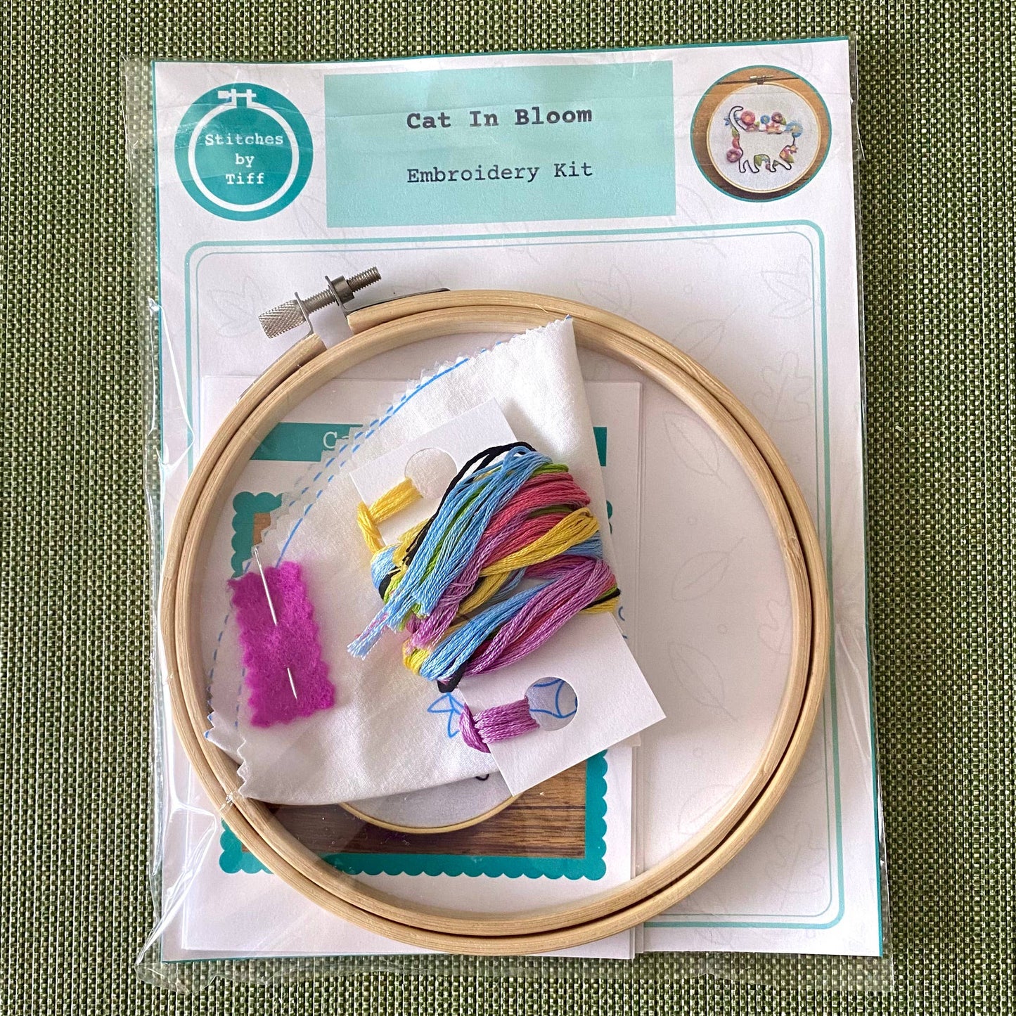 Cat in Bloom Silhouette Craft DIY Embroidery Kit