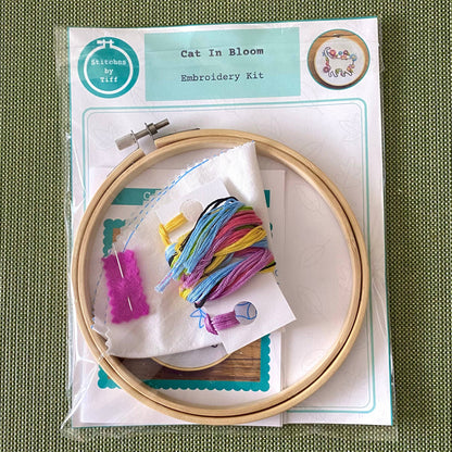 Cat in Bloom Silhouette Craft DIY Embroidery Kit