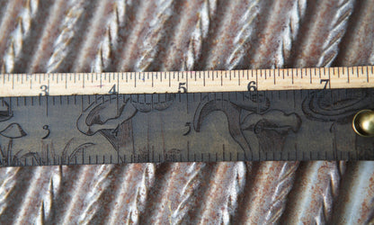 Mushroom Leather Ruler Cuff with Bronze Stud for Crafting