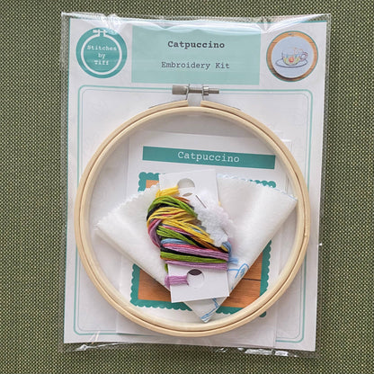 Catpuccino Craft DIY Coffee Cat Embroidery Kit