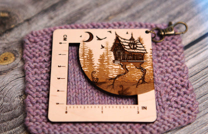 Baba Yaga Forest House Swatch Ruler, Maple & Bronze Clasp