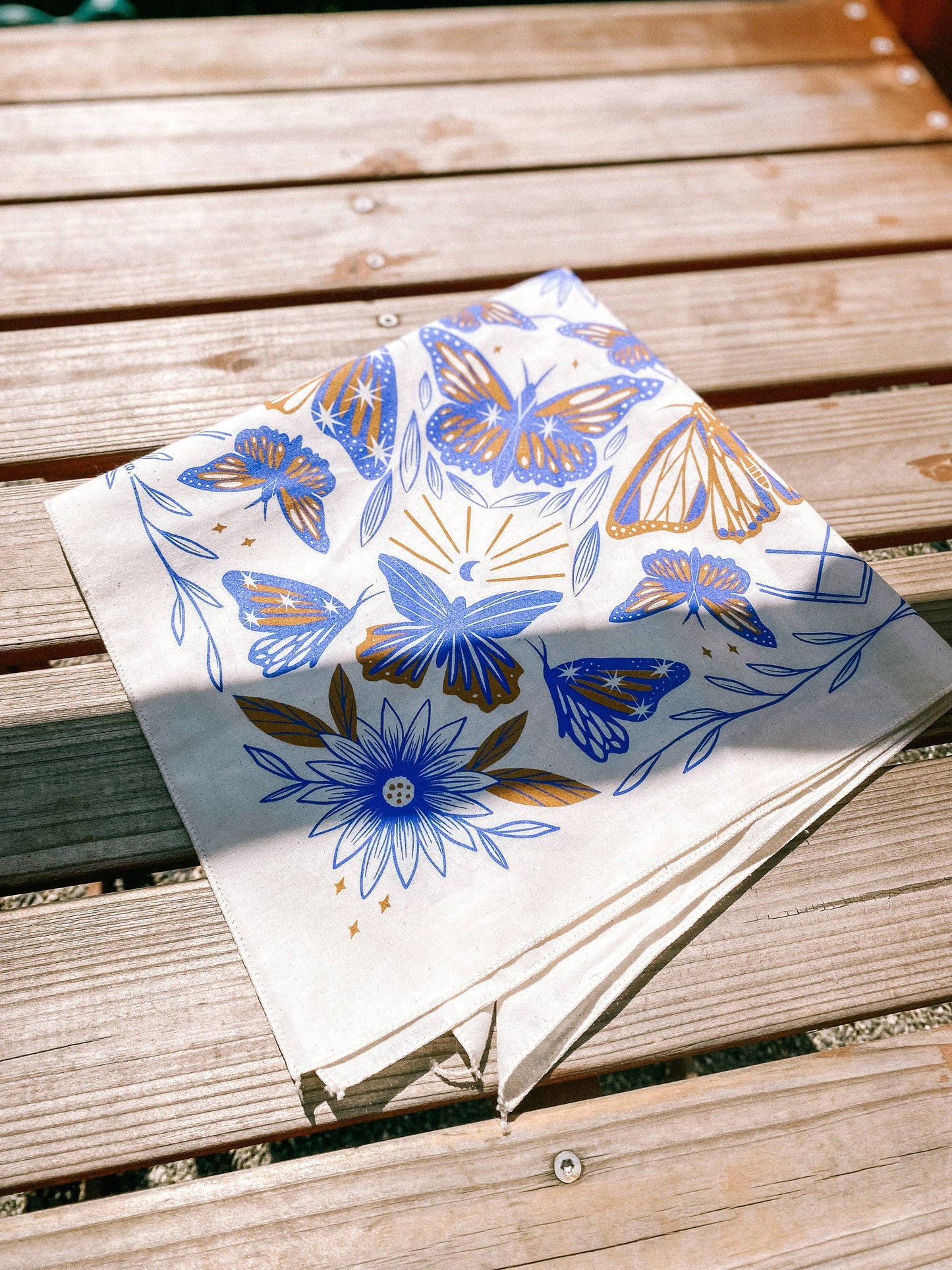 Bandana: Golden Hour Butterfly; Blue, Red
