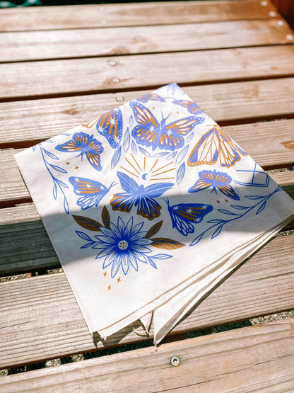 Bandana: Golden Hour Butterfly; Blue, Red