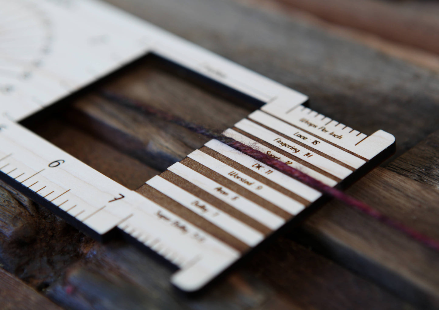 Luna 2" Gauge Swatch, Ruler, Needle, Twist Angle, Yarn Gauge