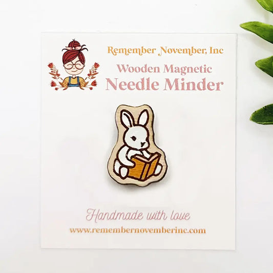 Bunny Book Needle Minder, Wooden Magnetic Needle Minder