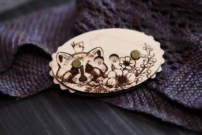 Raccoon with Bird in Forest Knitting and Crochet Row Counter