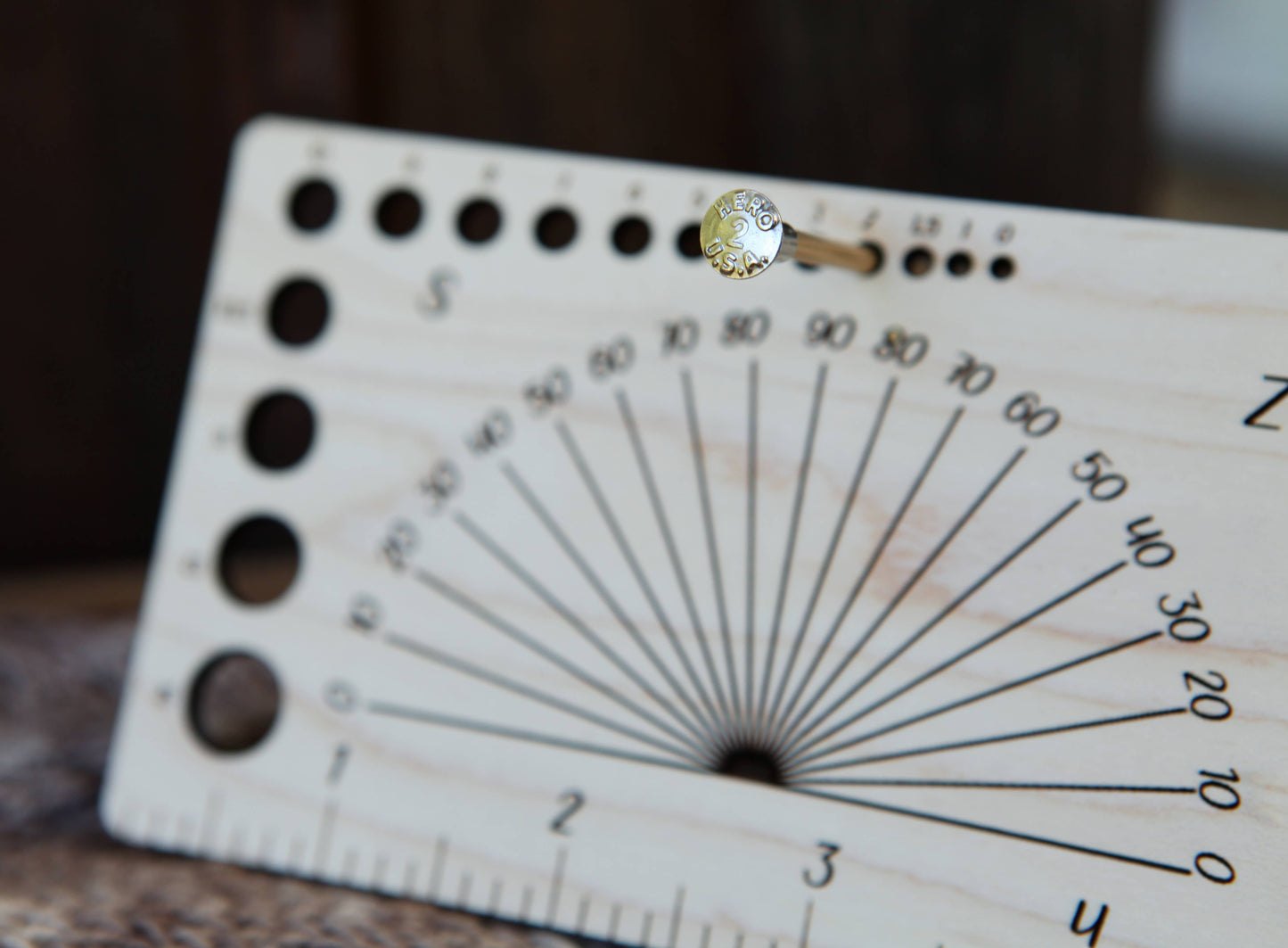 Luna 2" Gauge Swatch, Ruler, Needle, Twist Angle, Yarn Gauge