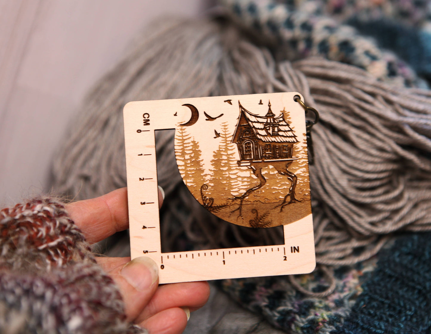 Baba Yaga Forest House Swatch Ruler, Maple & Bronze Clasp