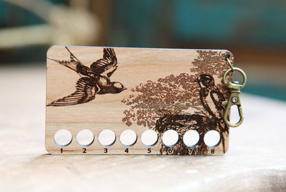 Cherry Wood Barn Swallow Embroidery Floss Storage Holder