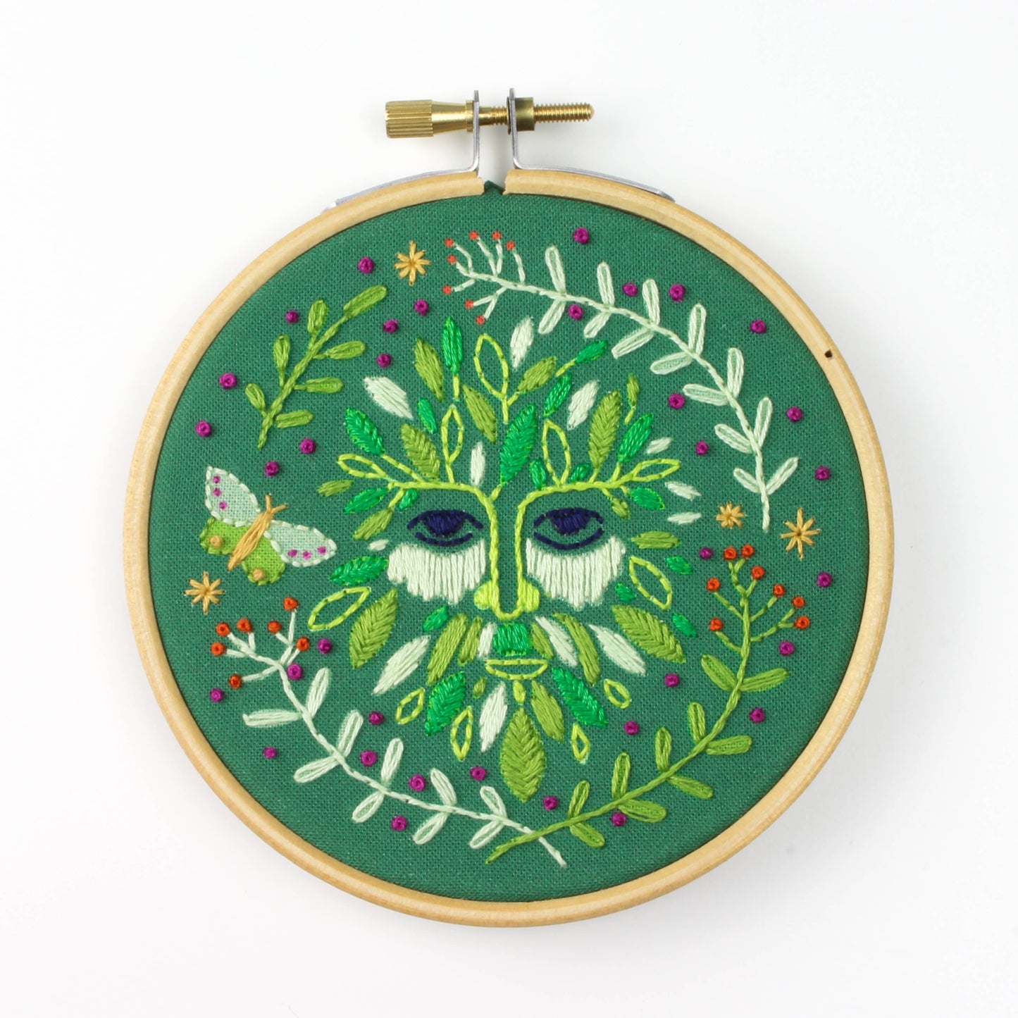 Folk Green Man Mini Embroidery Kit | Beginner Craft Set
