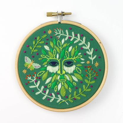 Folk Green Man Mini Embroidery Kit | Beginner Craft Set