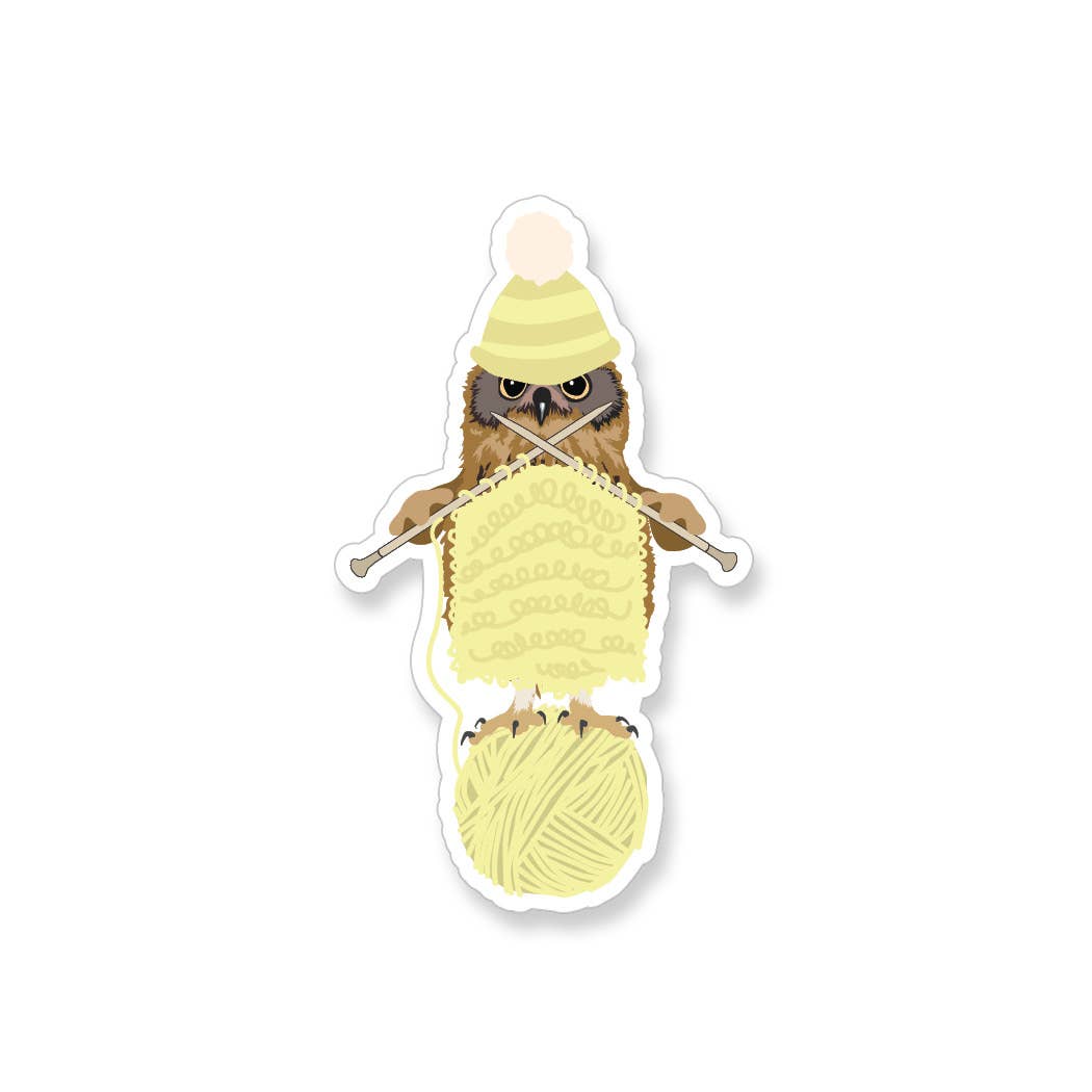 Knitting Owl, Vinyl Sticker