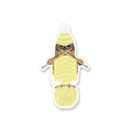 Knitting Owl, Vinyl Sticker