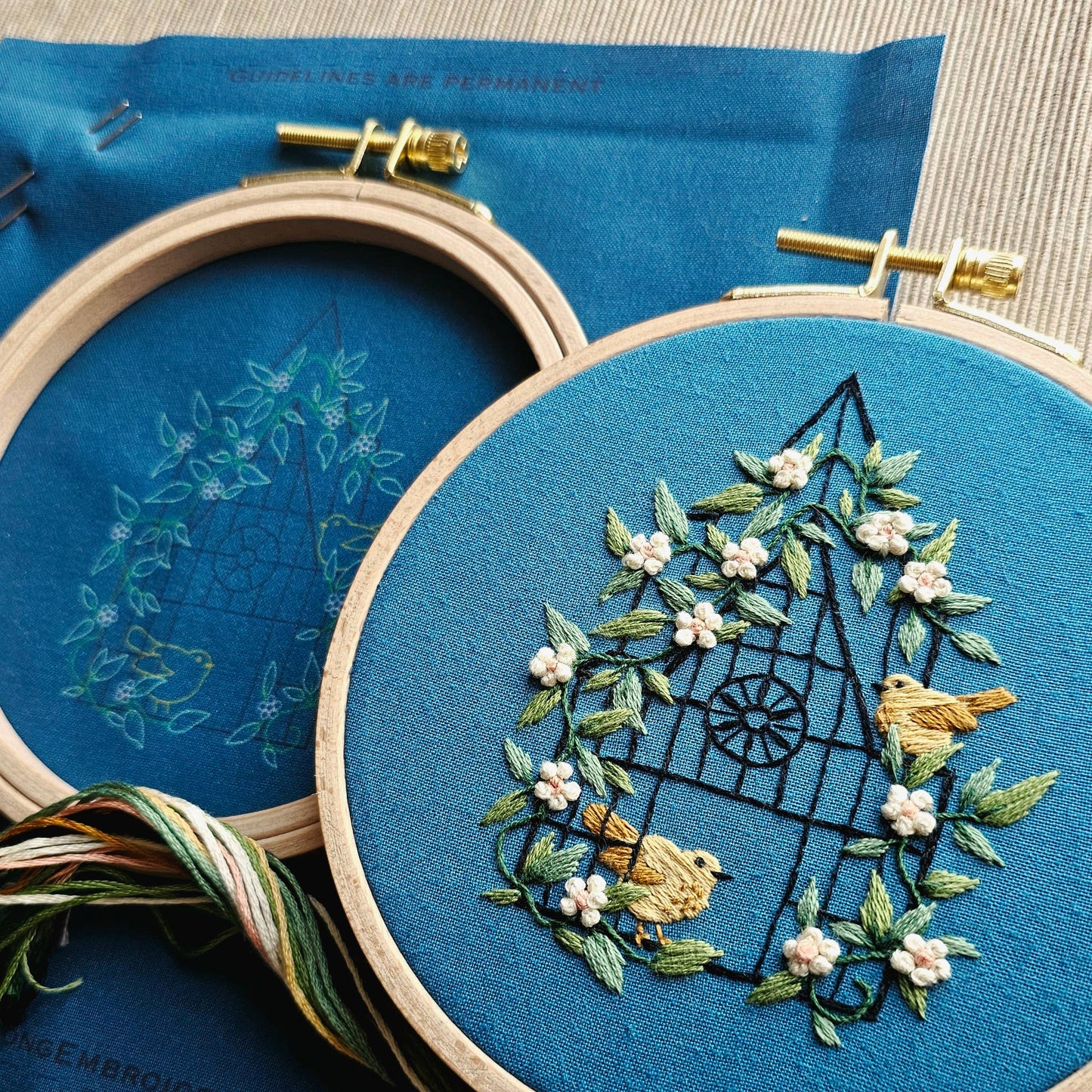 "Fly free" bird hand embroidery craft kit