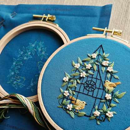 "Fly free" bird hand embroidery craft kit