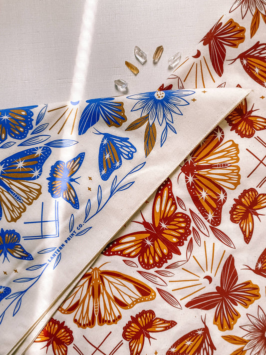 Bandana: Golden Hour Butterfly; Blue, Red
