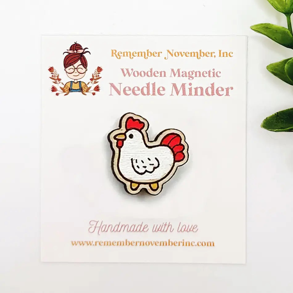 Chicken Needle Minder, Wooden Magnetic Needle Minder