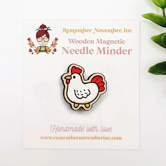 Chicken Needle Minder, Wooden Magnetic Needle Minder